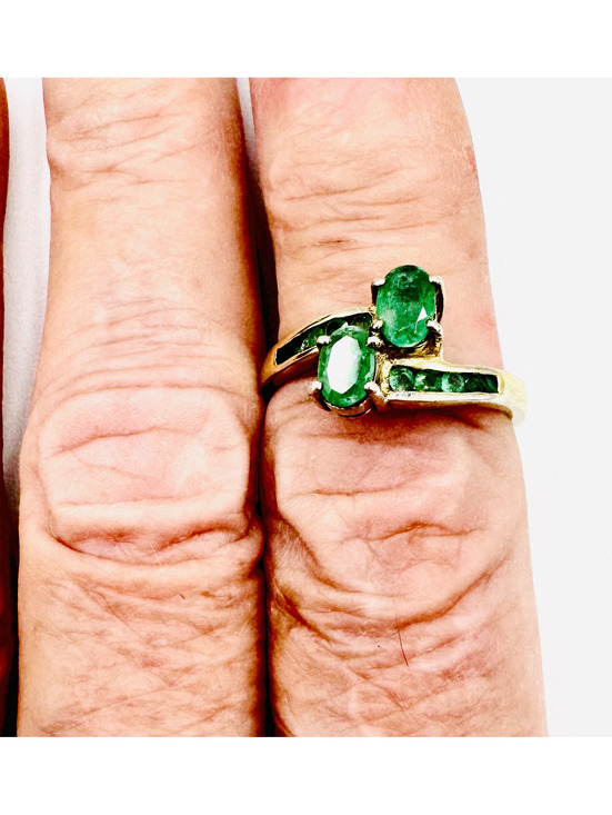 Jewelry - Gold plated sterling silver emerald ring; size 8